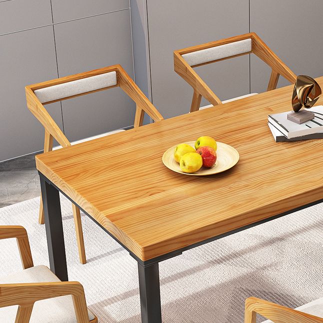 Rectangle Dining Table Contemporary Style Solid Wood Brown Dinner Table