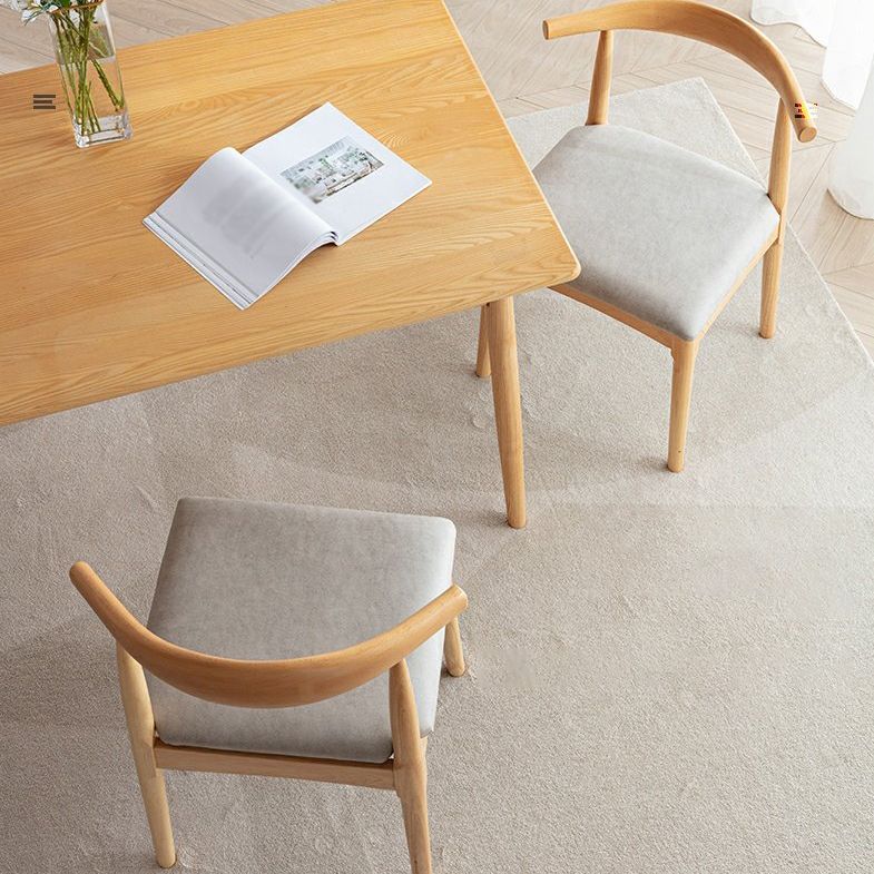 Silla lateral escandinava para el hogar, silla de comedor tapizada de madera con respaldo abierto