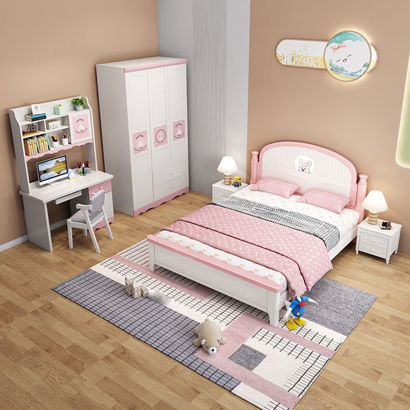 Modern Arched Panel Headboard Standard Bed with Legs in Rubberwood