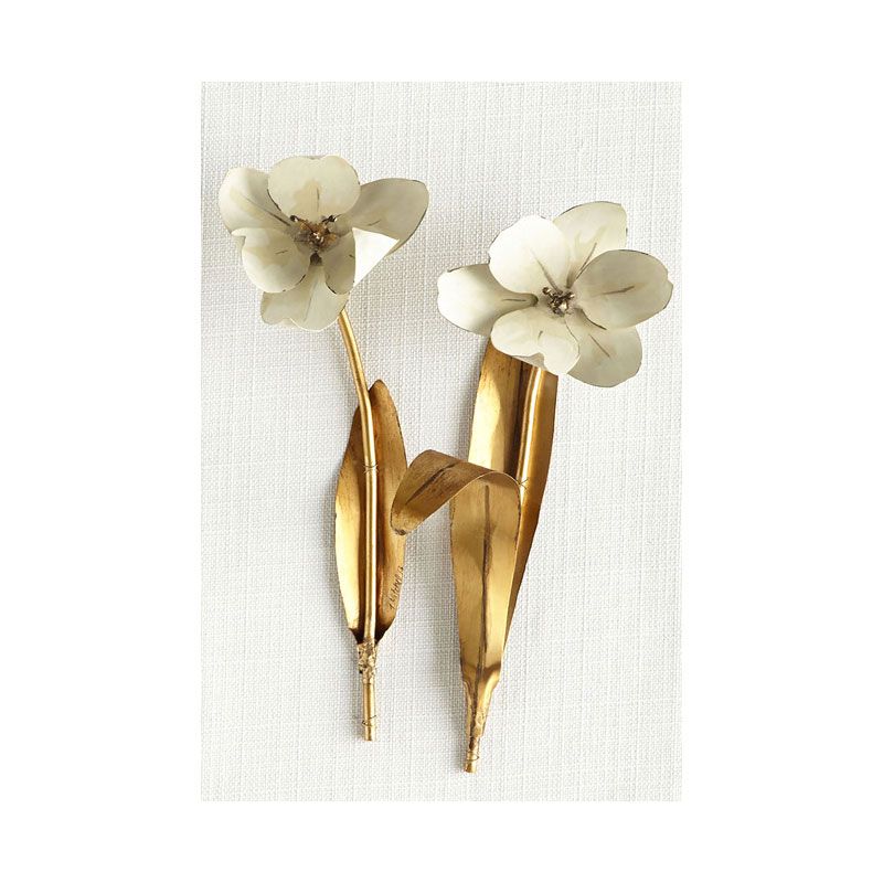 Gold Blossom Art Print Flower Nordic Style Textured Surface Canvas for Girls Bedroom