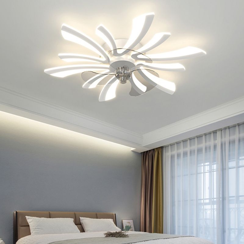 Ventola a soffitto in metallo a forma di fiore Stile moderno a 6 luci a soffitto ventilatore