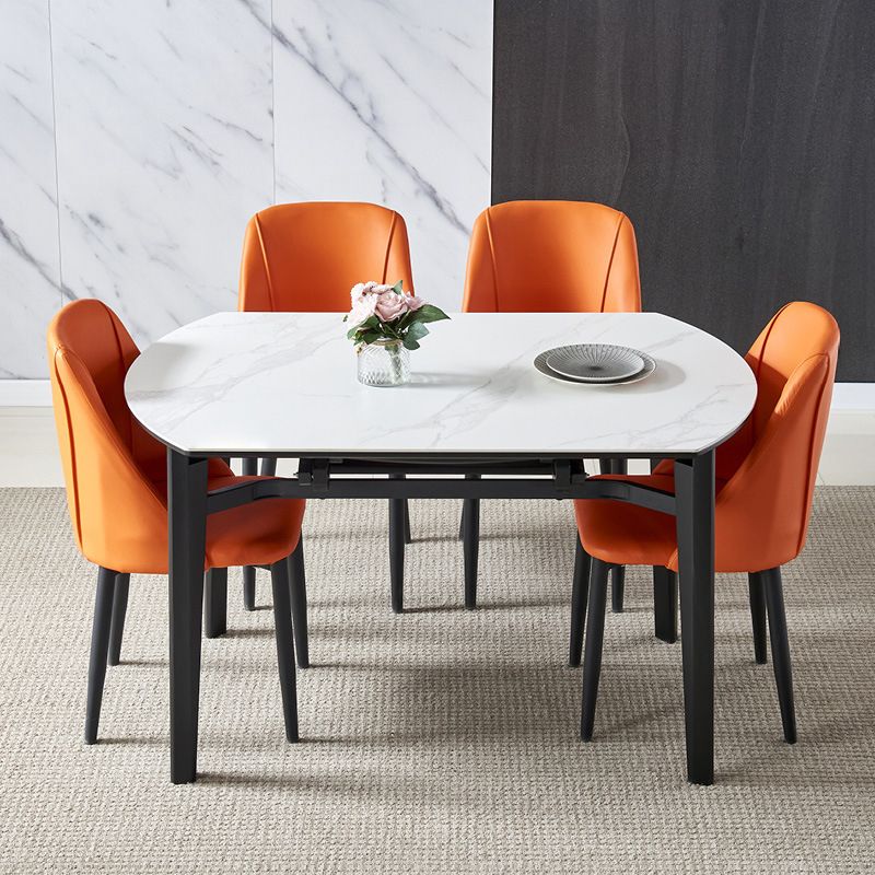 Slate and Wood Table Modern Minimalist Home Retractable Round Dining Table