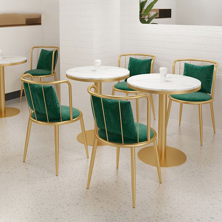 1/3 Pcs Metal Glam Dining Room Set with Round Table and Pedestal Base Dining Set