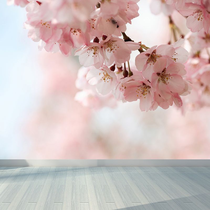 Pink Cherry Stamens Mural Wallpaper Water Protection Modern Living Room Wall Covering
