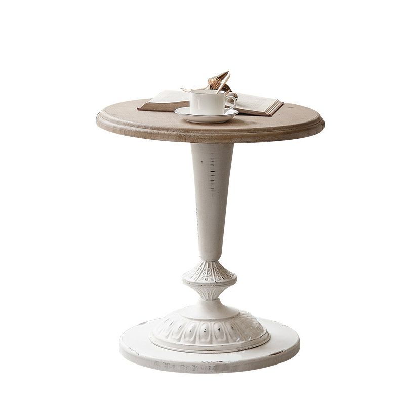 19.69 inch Wide Rustic Style Side End Table Metal Pedestal Round Sofa Side Accent Table