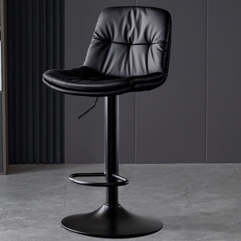 Faux Leather Bar Stools Swivel Adjustable Height Barstool with Footrest