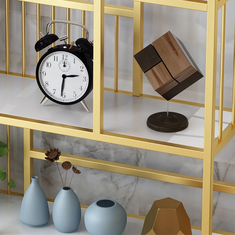 12.2"Wide Standard Bookcase with Multi Shelves in Gold Bookcase for Living Room