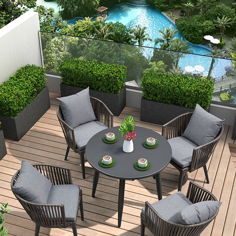 Metal Industrial Black Dining Armchair with Arm Patio Dining Chair