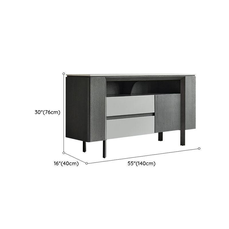 Modern Buffet Table Stone Sideboard Table with Doors for Kitchen