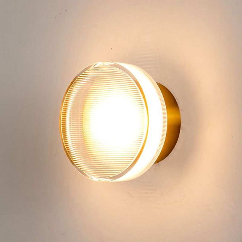 Round Interior LED Wall Mounted Sconce Clear Glass Wall Light in Black / Gold