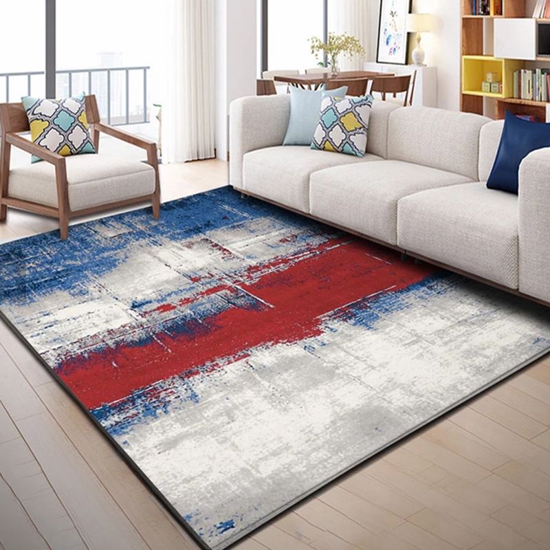 Trendy Multi-Color Nordic Rug Polypropylene Abstract Drawing Carpet Non-Slip Stain Resistant Machine Washable Rug for Living Room