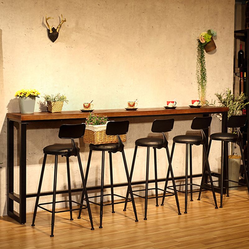 Modern Bar Table Black Iron Solid Wood Pub Table for Outdoor