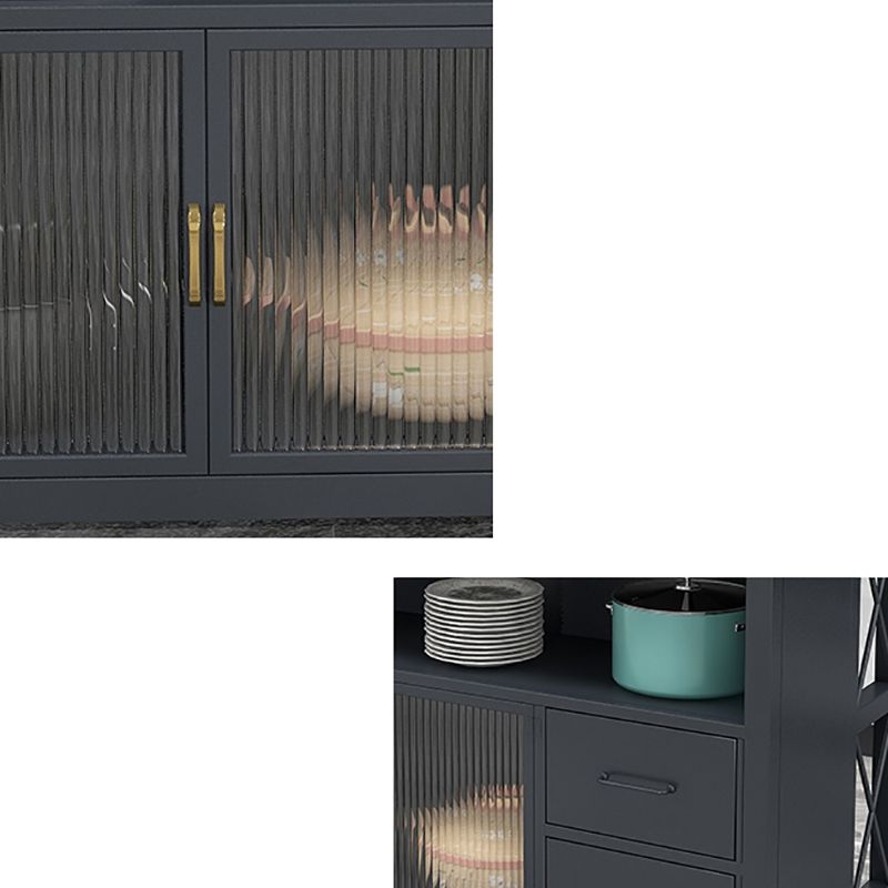 Modern Style Marble Kitchen Trolley Stationary Kitchen Trolley with Double Sided Cabinet
