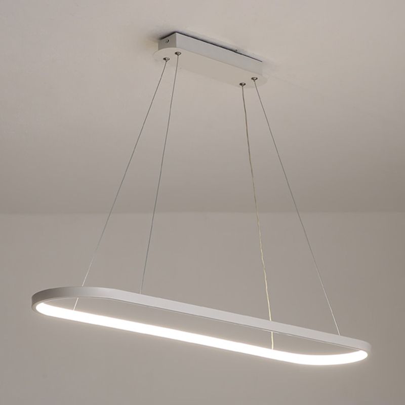 Contemporary Style Linear Shape Island Light Metal 1 Light Hanging Pendant Light in White