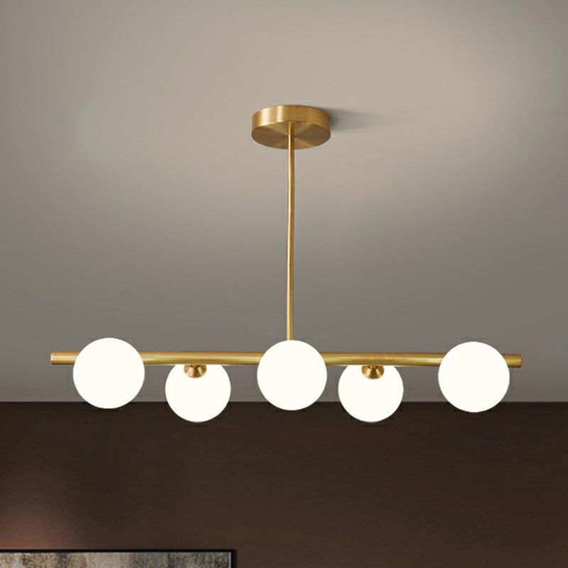 Sfera in vetro Isola Pendant Light Postmodern Brass Ottone Ampiccamento per sala da pranzo