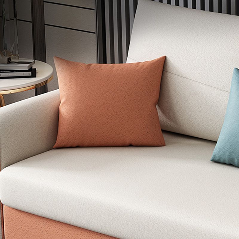 Contemporary 33.46" H Faux Leather Square Arm Sofa Bed for Apartment