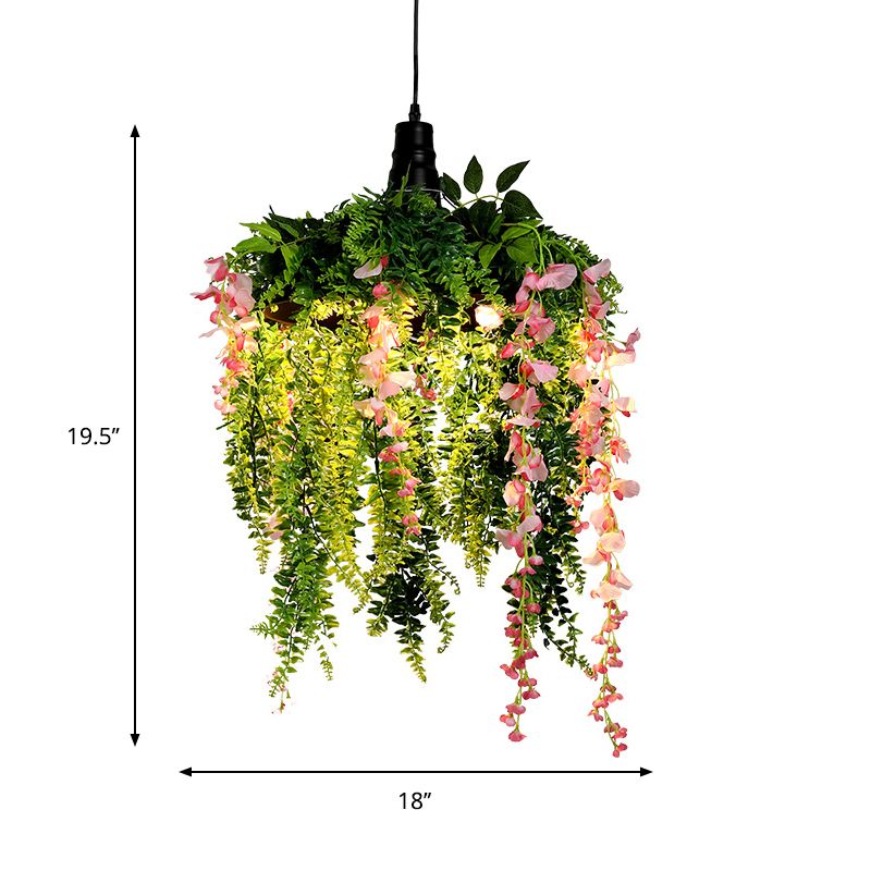 Iron Barn Down Lighting Pendant Factory 1 Bulb Restaurant Ceiling Hang Fixture with Plant Decor