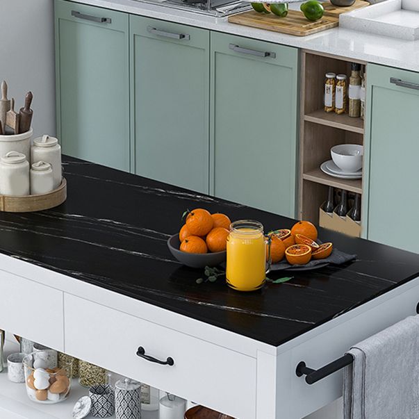 Contemporary Stationary Kitchen Island Set Wood Rectangular Kitchen Island Set