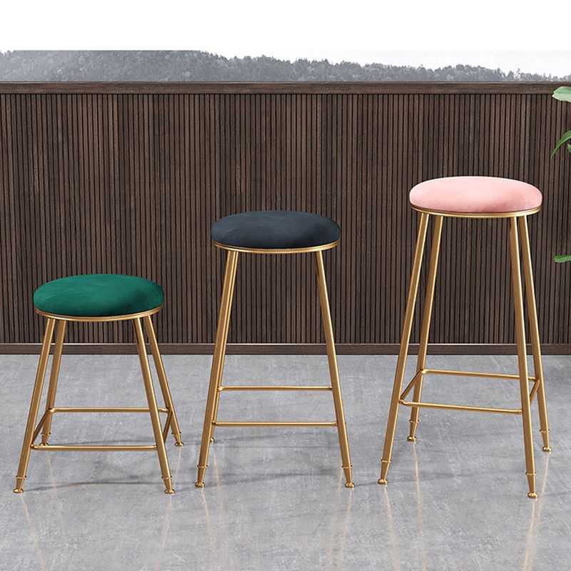 Scandinavian Upholstered Fabric Stools for Home Armless Backless Stools with 4 Gold Legs