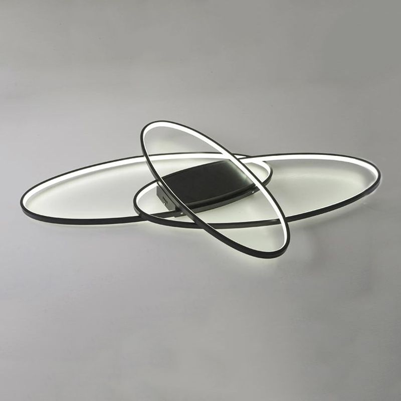 Contemporary Oval Flush Light Fixture Metal 3 Light Flush Mount Lights