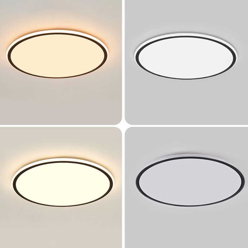 Plafonnier LED en aluminium simple encastré en forme de disque noir pour chambre à coucher