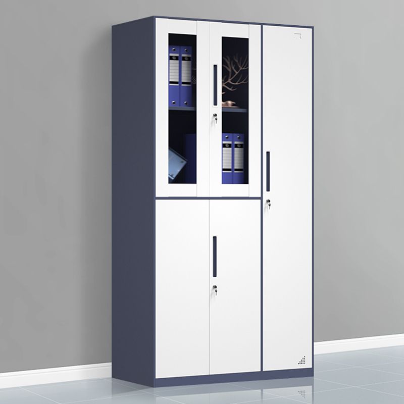 Modern Steel Wardrobe Cabinet White and Grey Wardrobe Armoire