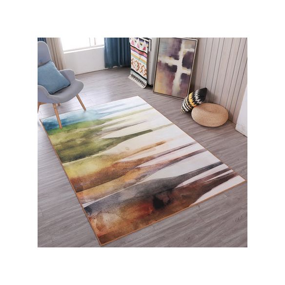 Nordic Geometric Pattern Rug Multi-Color Polypropylene Carpet Anti-Slip Washable Stain Resistant Rug for Great Room