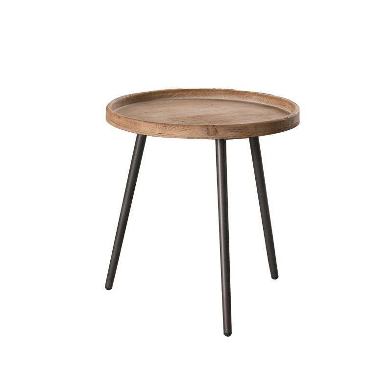Rustic Solid Wood 3 Legs Tray Top Round Distressed Living Room Side Table