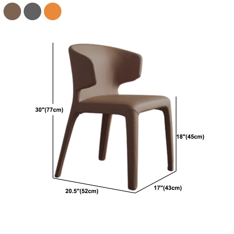 Matte Finish Solid Back Chair for Dining Room Faux Leather Contemporary Dining Chair