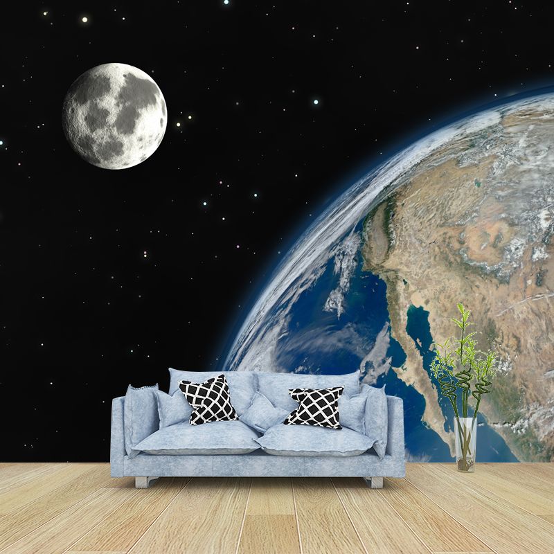 Full Size Wall Mural Decal Modern Dreamy Outer Space Wall Decor in Dark Color