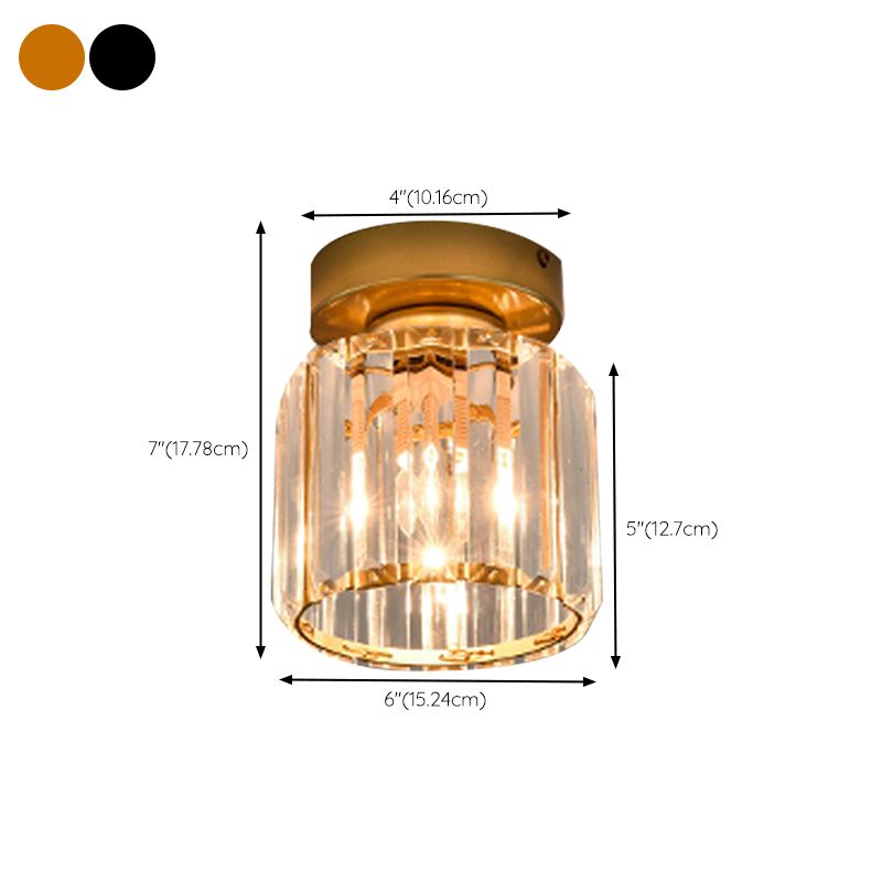 Iron and Crystal Flush Mount Contemporary Ceiling Flush in Gold / Black