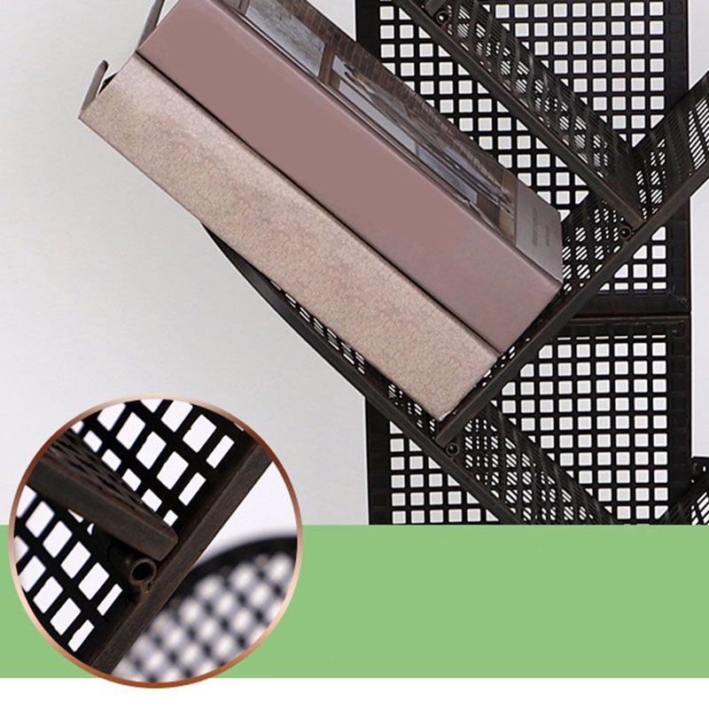 Modern Metal Bookcase Geometric Closed Back Bookshelf in Burnish