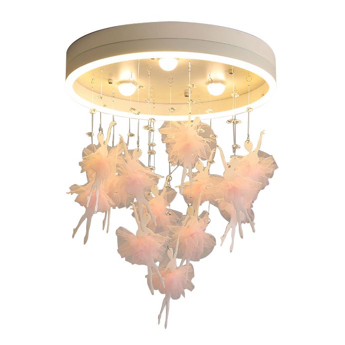 Led Ceiling Light Pink Round Acrylic Close to Ceiling Light for Kid Room