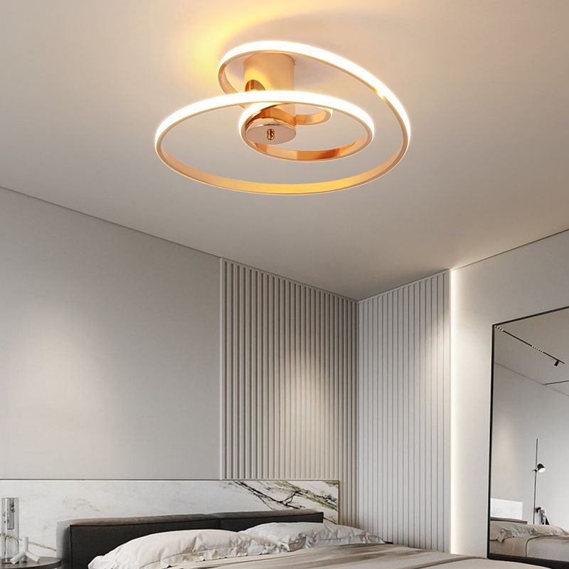Nordic Linear Ceiling Light Aluminum Gold LED Flush Mount Light for Living Room