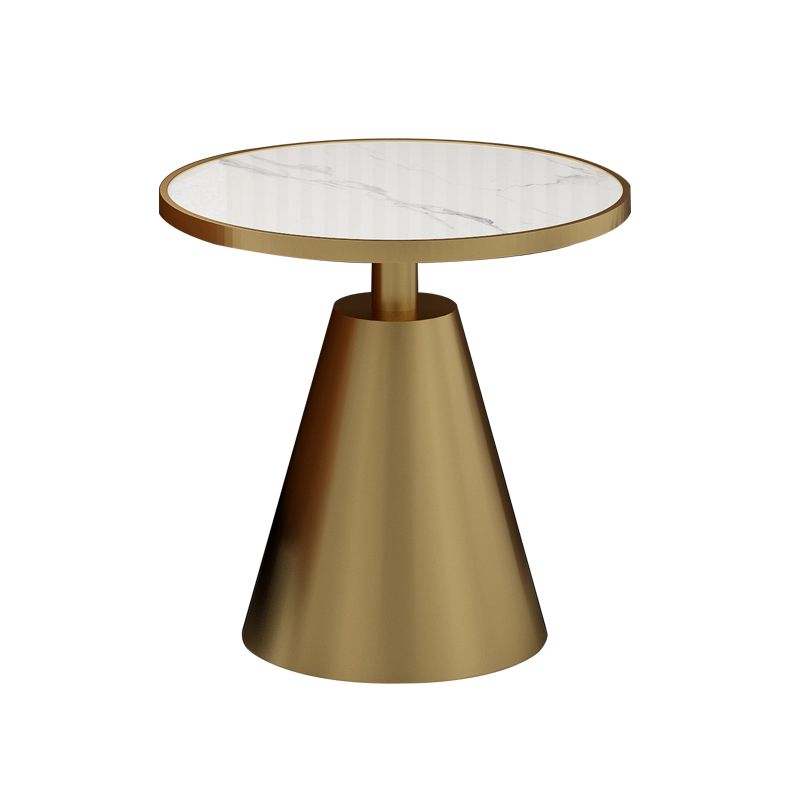 Contemporary Round Slate Top Side Table Metal Pedestal End Table