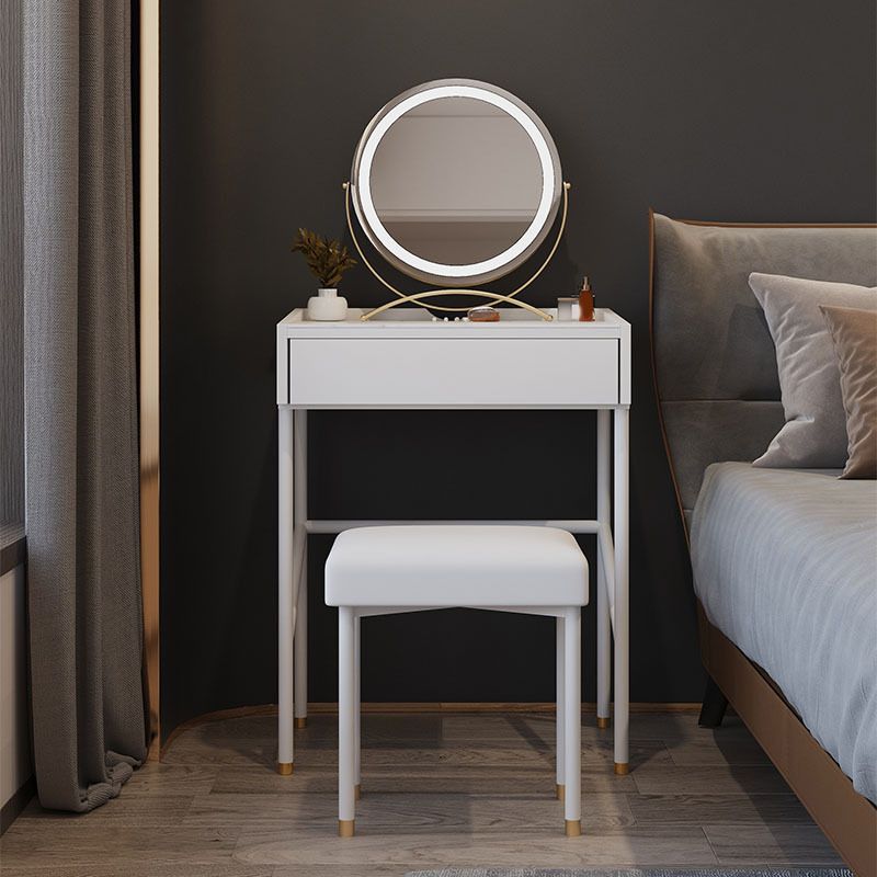 Modern White Vanity Solid Wood Makeup Dressing Table Stool Set