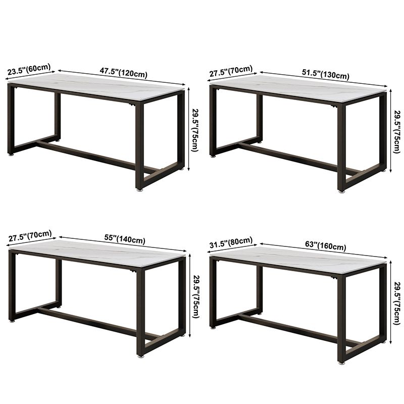Industrial Rectangle Dining Table Sintered Stone Dining Table with Trestle Base for Dining Room