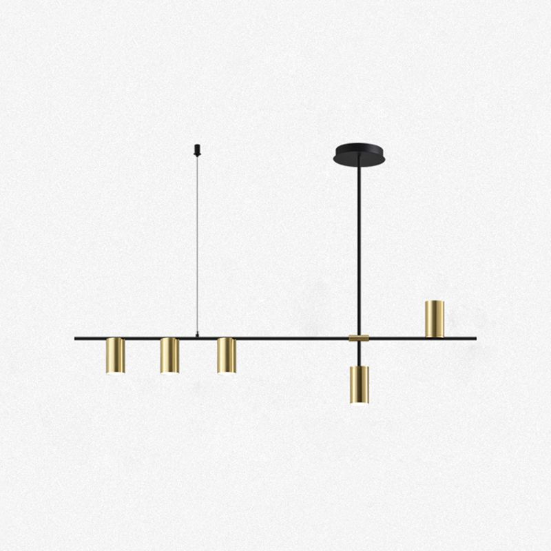 Linear Cylinder Lighting Fixtures Contemporary Metal Island Pendants for Kitchen