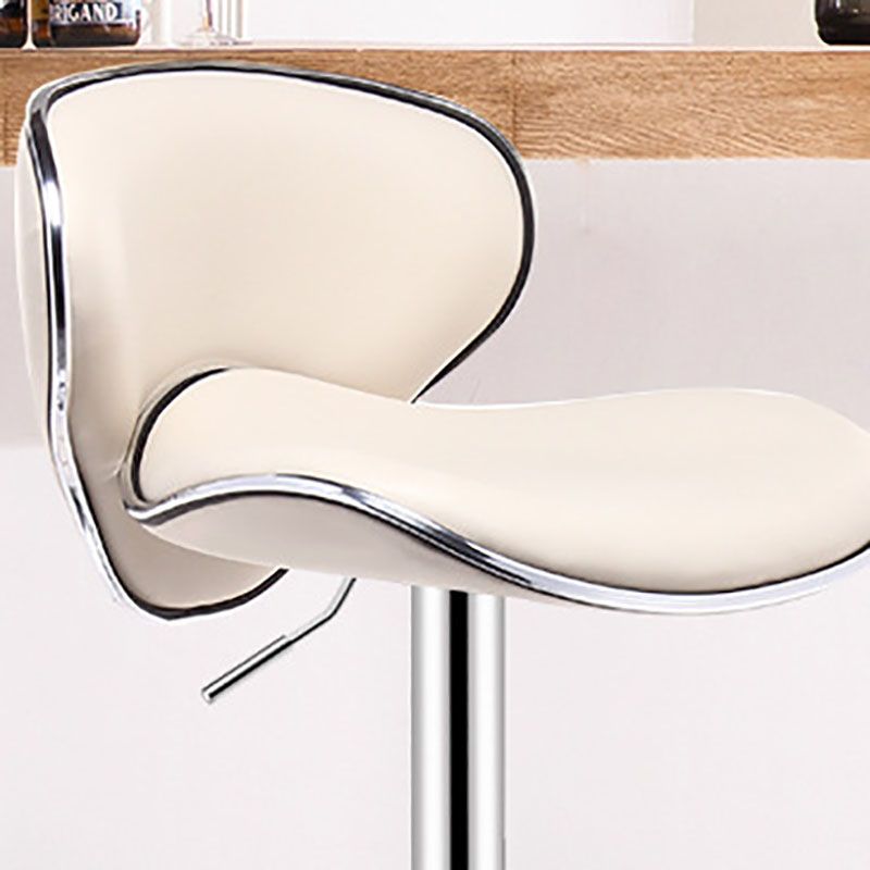 Contemporary Metal Barstool PU Leather Footrest Upholstered Counter Stool