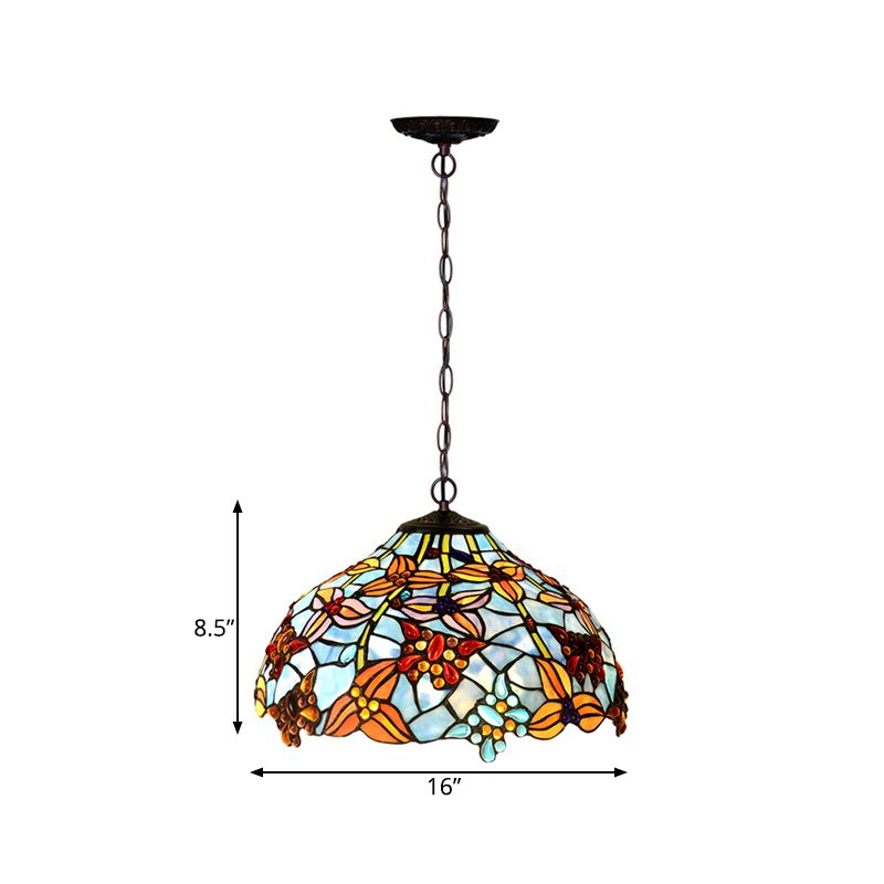 Lampada del lampadario a petalo di vetro rido/blu per petalo Mediterraneo 2 luci in bronzo lampada a sospensione per cucina