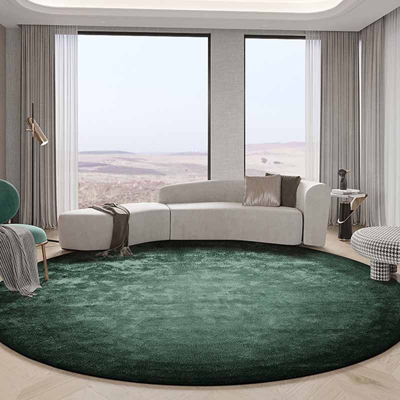 Fancy Green Area Carpet Modern Polyester Area Rug Pure Color Stain Resistant Rug for Bedroom