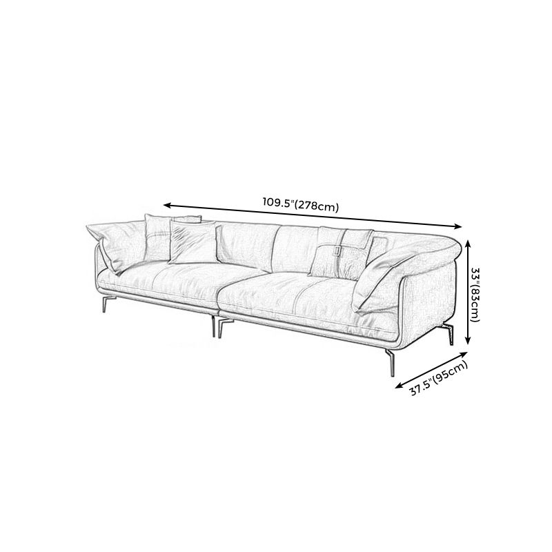 Recessed Arm Tan Contemporary Removable Cushions Faux Leather Sofa & Chaise