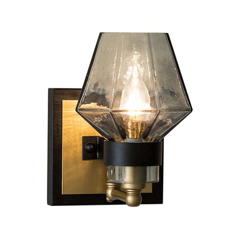 Metal Candle Sconce lampe Tradition 1 Bulbe Éclairage mural noir avec une teinte en verre fumée d'urne