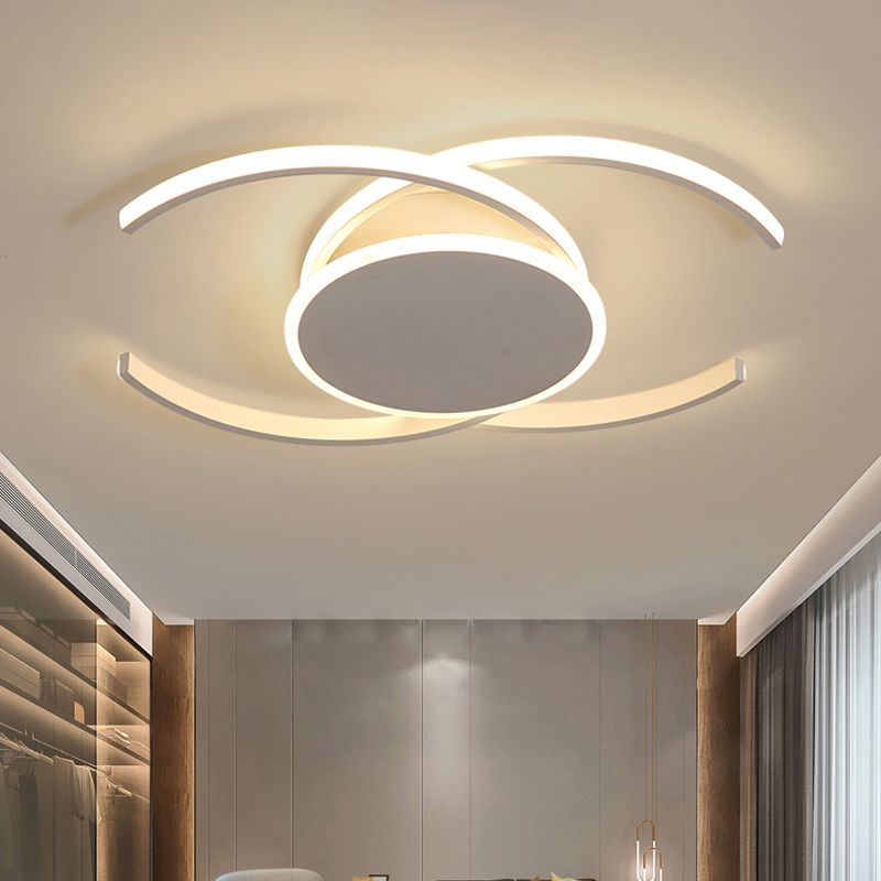 Minimalista de semi flush en forma de C blanco Dual 16 "/19.5" /23.5 "Acrílico LED de ancho cerca de la lámpara de techo con luz cálida/blanca