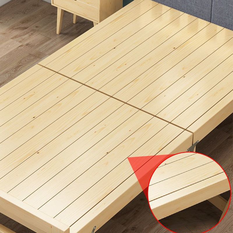 Scandinavian Wood Foldable Bed Low Profile Upholstered Bed with Mattress
