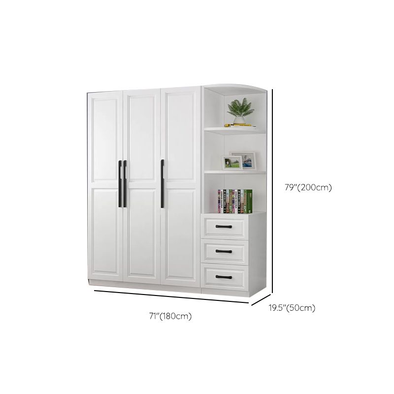 Freestanding Wood Frame Wardrobe Modern Hinged Soft Close Doors Wardrobe and Drawers