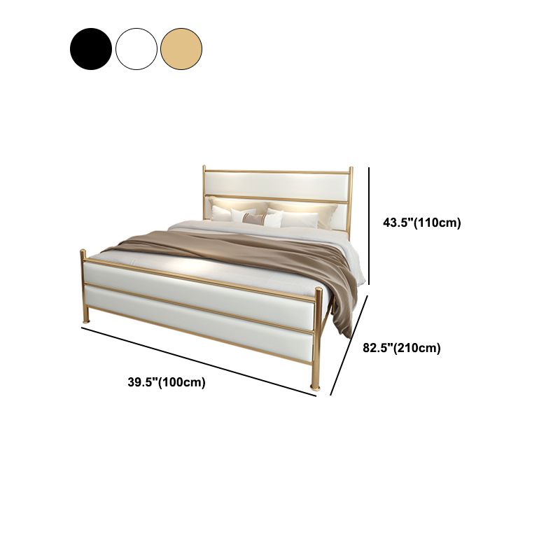Upholstered Metal Bed with Headboard 43.3" Tall Low Profile Bed