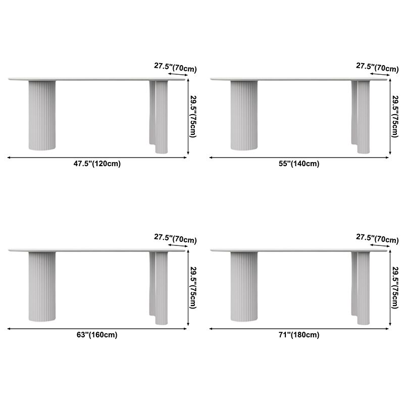 Contemporary Dining Table Sintered Stone Table with 3 White Legs for Dining