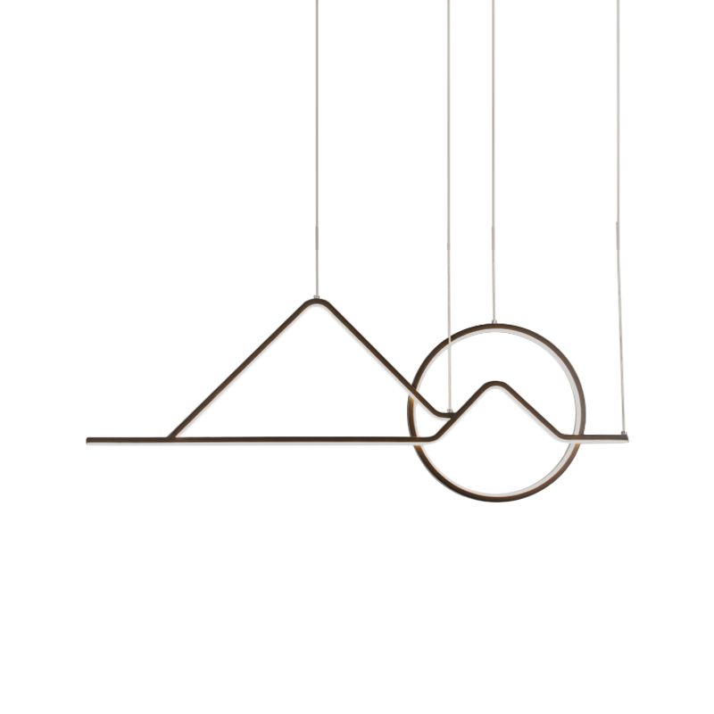 Landschapslijn Art Pendant Licht Creatief Minimalistisch metaal Zwart/Gouden LED -hangende lamp in warm/wit licht