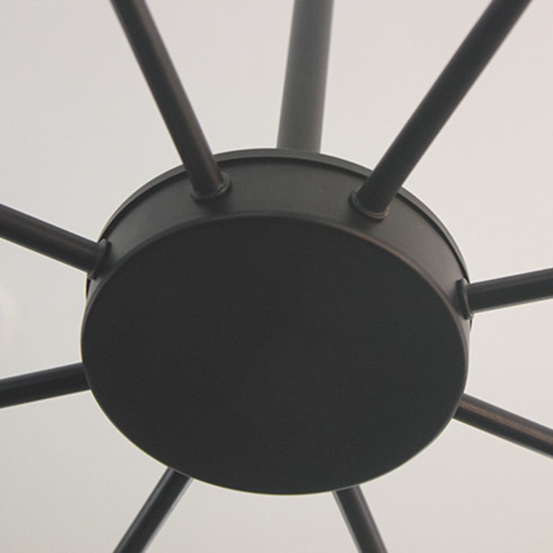 Lámpara de techo negra de 8 luces, estilo industrial retro, hierro Sputnik, montaje semiempotrado para sala de estar